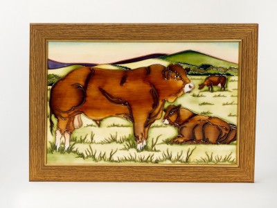 Moorcroft Pottery Countryside Collection Limousin Bulls Plaque PLQ2