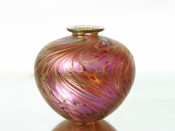 Isle of Wight Studio Glass Featherspray Fumed Small Amphora - Pink
