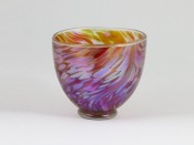 Isle of Wight Studio Glass Featherspray Fumed Round Bowl - Pink