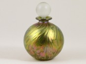 Isle of Wight Studio Glass Featherspray Fumed Small Perfume Bottle - Lime