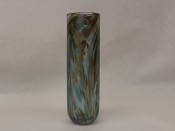 Isle of Wight Studio Glass Featherspray Fumed Small Cylinder Vase - Blue